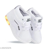 White and yellow shoe with orange stripe on side