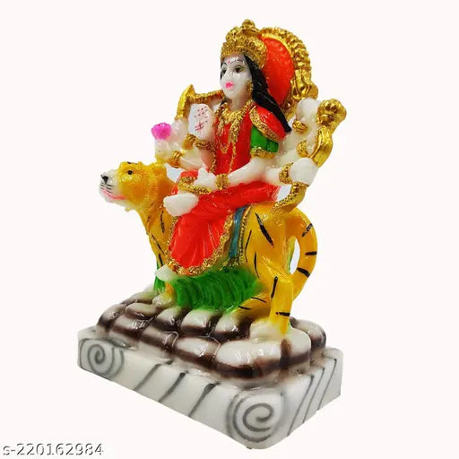 Marble Maa Durga Devi statue idol, intricately detailed Hindu god figurine for home decor or gifting