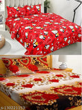 3D printed kids bedsheets with Hello Kitty in red and white, glossy cotton fabric, king size, combo pack of 2 with 4 matching pillow covers, by Pledge Creation