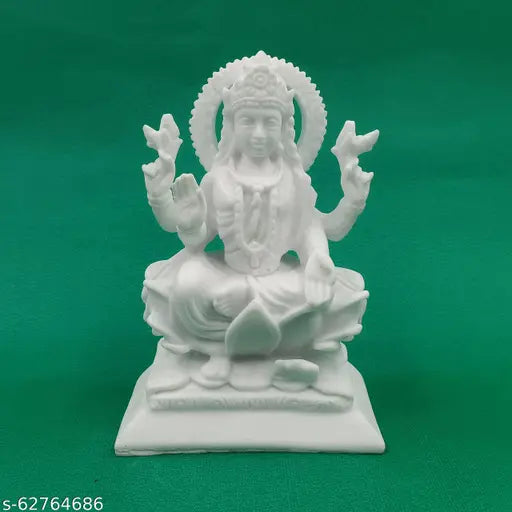 Marble Laxmi idol showpiece, exquisite Diwali decoration or home Pooja room accessory, 10cm x 5cm x 2cm in size