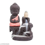 Poly resin Buddha statue with backflow incense cones, India-origin home decor accessory