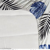 Cream, super-soft premium cotton leaf pattern fitted bedsheets with elastic, double bed and 2 king size pillow covers. Ideal for summer, perfect for adults. Made in India