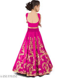 Embroidered art silk lehenga choli for girls, Indian ethnic wear with net dupatta and short sleeves