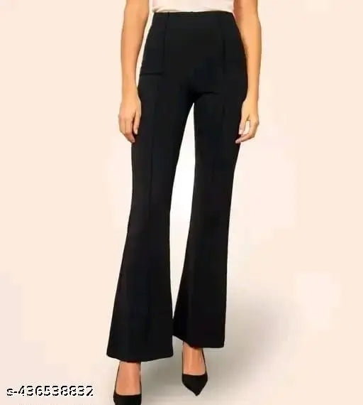 Trendy retro women's cotton blend solid trousers, size 28/30/32/34 for a stylish fit