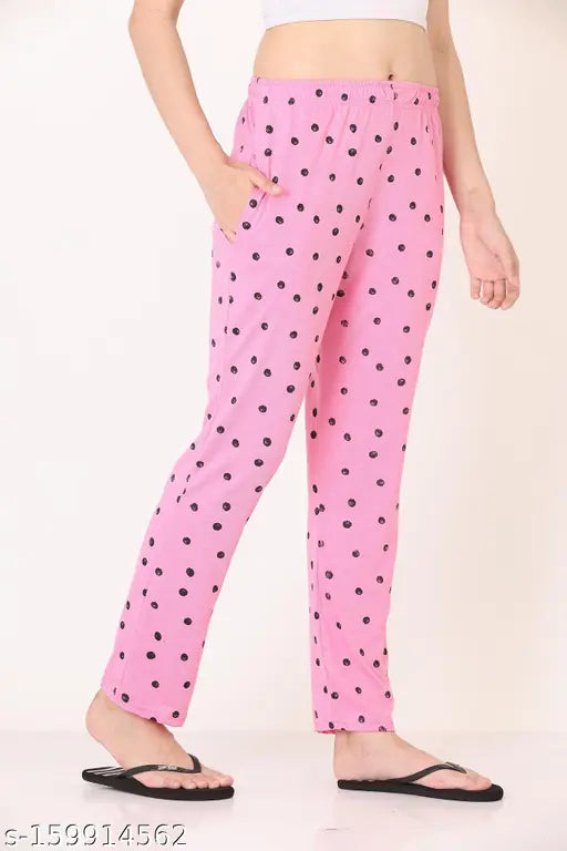 Pink and white polka dot women's pajamas