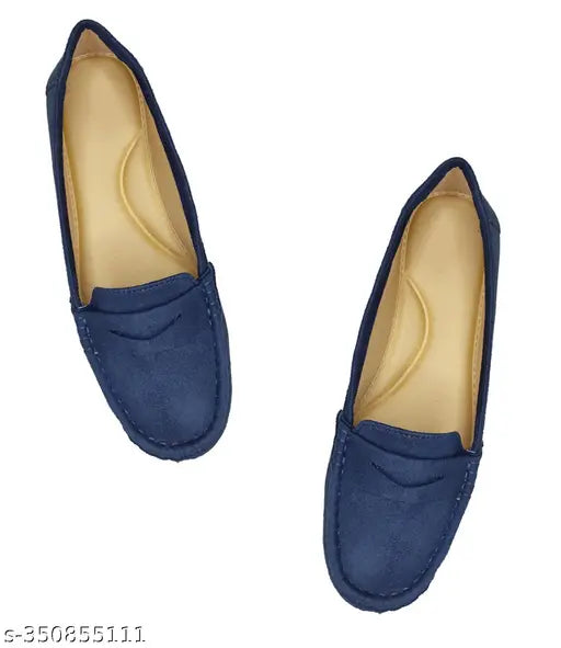 Blue bellie suede ballerinas for women and girls, casual and comfortable footwear with slip-on design, ideal for parties or daily wear. Made in India