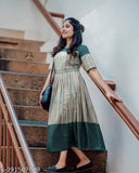 Rayon kameez, sleeveless with block print, knee-length
