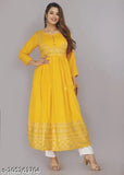 Rayon Anarkali long gown, solid-patterned Indian kurti ideal for daily wear and special events