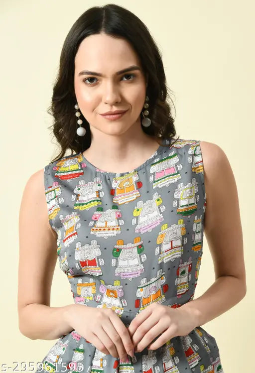 Digital owl print crepe maxi dhoti jumpsuit, sleeveless, perfect for party wear - Samridhi Creations
