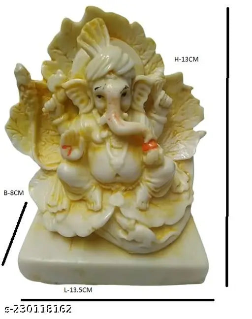 Multicolor polyresin Ganesh idol (13 cm), temple decorative showpiece for spiritual home decor and pooja rooms