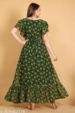 Black and yellow sunflower printed long kurti