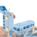 Blue cartoon car-shaped water bottle with movable wheels, BIS/ISI certified, easy to carry, fits in a backpack or gym bag, 500ML