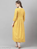 Yellow rayon embroidered festive kameez with long skirt