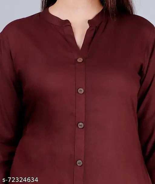 Rayon solid kurti set with printed palazzos (2 pieces), Indian ethnic wear in A-line style