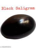 Natural black Shaligram, Lord Vishnu God Idol, hand-carved marble, 4"x5"x3", symbolizes wealth and protection