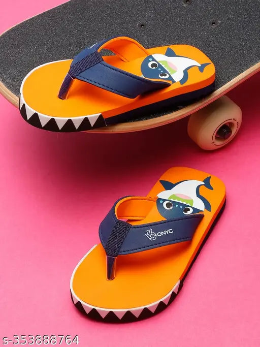 Cartoon character shark EVA flip flops by ONYC for beach and pool fun, unisex design in various sizes
