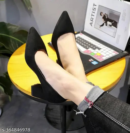 Black bellies suede sandals for women & girls - colorblocked, slip-on design for fashionable versatility