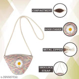 A jute cross body sling bag with shoulder strap, suitable for daytime outings