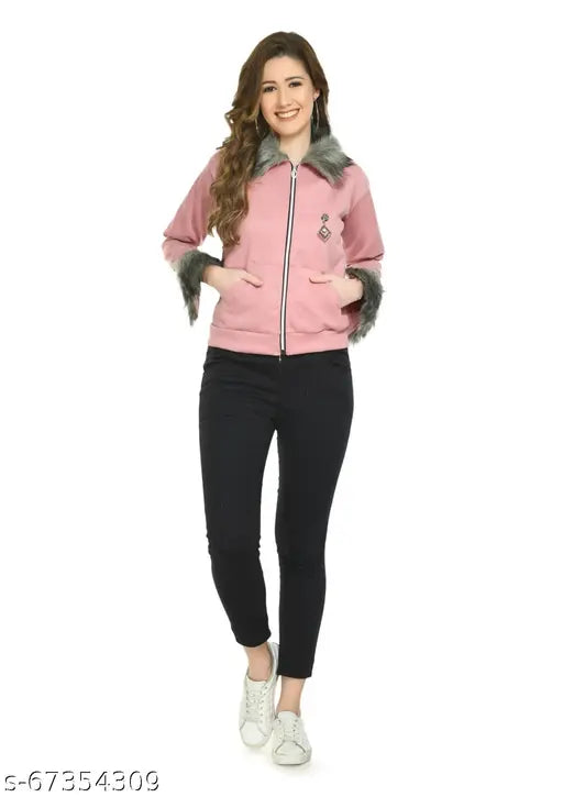 Pink velvet Aphrodite waistcoat, trendy modern women's jacket with long sleeves