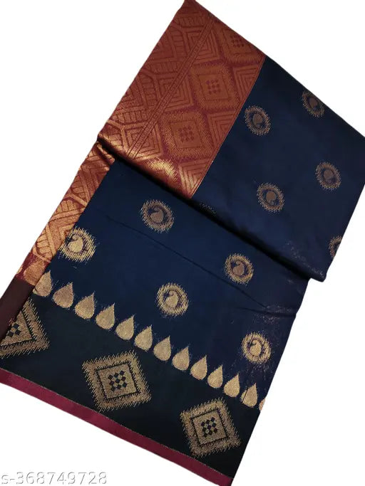 Fancy cotton copper Zari saree with stylist zari butta for women, georgette fabric, printed pattern