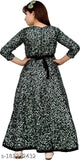 Black and white printed party dress, long sleeve, belted waist, knee length
