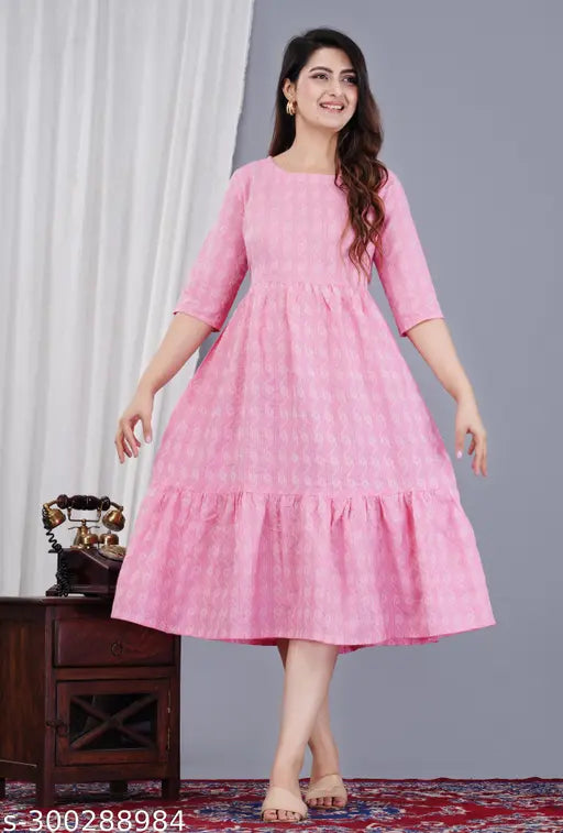 Rayon printed Comfy Graceful Women's FrockTopKurtiTop with three-quarter sleeves, XS to 4XL sizes available