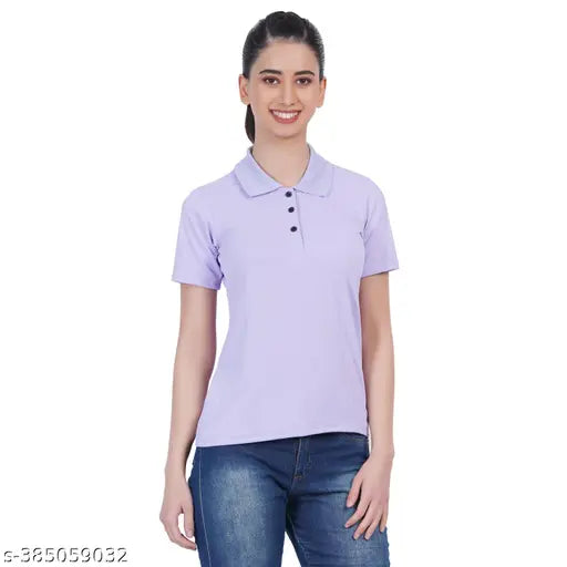 Tanushk women's cotton half sleeve black polo t-shirt - timeless style, premium quality, versatile everyday wear