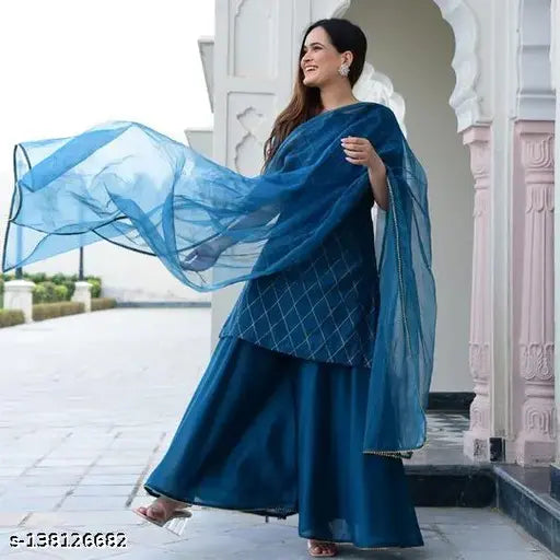 Royal Export Women's cotton viscous kurta sharara with duppatta set
