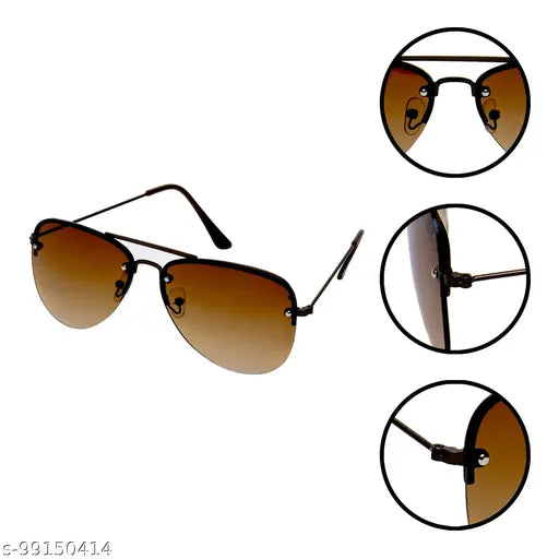 Black cotton cap, brown round aviator sunglasses combo with adjustable nose pads