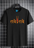 Black cotton printed men's Radhe Radhe Krishna half sleeve round neck t-shirt, stylish design from Uniplanet Store