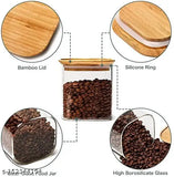 Rustproof bamboo lid glass jar airtight storage 1500ml set of 3
