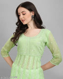 Georgette embroidered kurti, three-quarter sleeves, SUNDAR CREATION women's designer wear, India