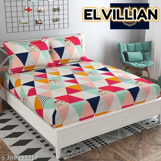 Glace cotton, superfine elastic bedsheet [72x788] with 2 pillow covers (18x28), ideal for summer adult use