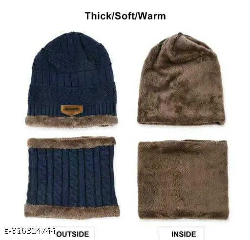 Trendy winter neck muff, warm wool material, two-pack