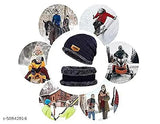 Wool winter beanie hat & scarf set, thick fleece-lined for men and women in solid pattern. Made in India." (108 characters)