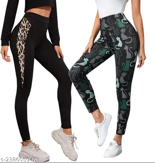 Printed Lycra jeggings for every occasion, stylish and flexible for women's wardrobe. Available sizes: 26 (waist 26in, length 39in, hip 30in), 28 (waist 28in, length 39in, hip 32in), 30 (waist 30in, length 39in, hip 34in), etc. Made in India