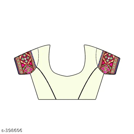 Fancy georgette saree with embroidered borders, white background