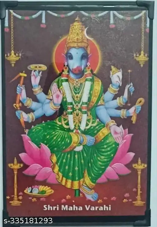 Resin net, 128-inch religious frame featuring Goddess Sri Maha Varahi Devi, Indian origin