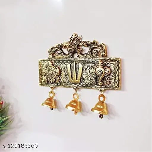Tirupati Shankh Chakra Meenkari metal decor, Indian handcrafted artifact for home/office, ideal housewarming gift (LBH18x15x3)