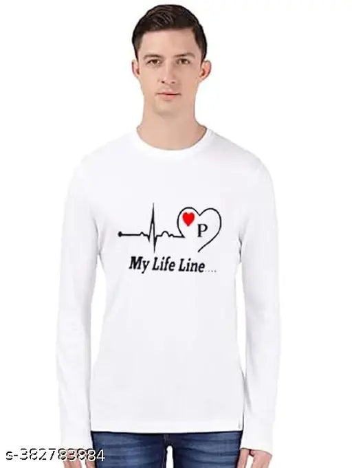 Men's striped long-sleeve polyester t-shirt, available in sizes S-XXL. Made in India