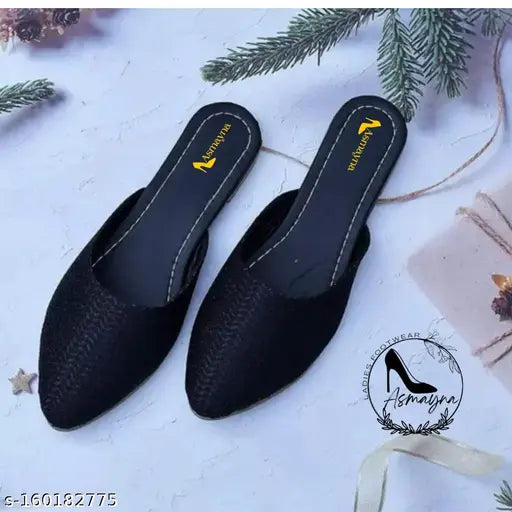 Black leather espadrilles women's fashion slippers casual flat shoes