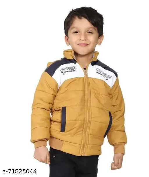 Boys' mustard nylon jacket with self-design pattern, official club branded for kids aged 1-3 years (17 inches length)
