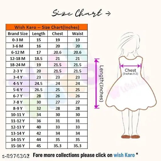 Silver Kraft cotton frock, size chart from 0M to 15Y, girl's party dress