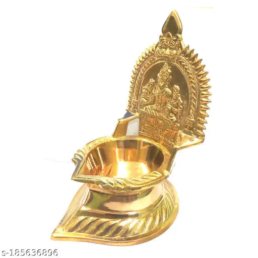 Brass antique Varahi Amman with deepam figurine, intricately carved Indian god idol for protection against negativity and evil eyes