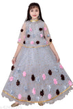 Gray, floral appliqué maxi dress for Barbie