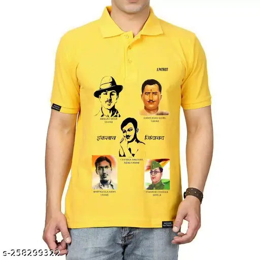 Cotton blend BHAGAT SINGH Freedom Fighter styled t-shirt by Indian Patriot, featuring printed net design