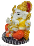 Blue resin Pagadi Ganesh hippo storage showpiece, multicolor Hindu idol for home decor (27.5x15x20 cm)