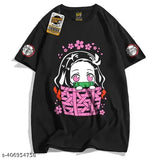 Demon Slayer anime print men's polyester t-shirt, short sleeves, vibrant design, regular fit, round neckline