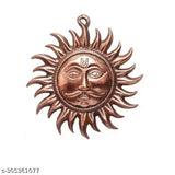 Brass Lord Sun idol statue, 6-inch Indian decorative showpiece for wall decor