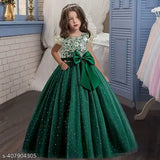 Embellished net girls' dress gown (1-12 years), Indian handcrafted partywear for young fashionistas